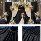 12ft x 10ft Black Backdrop Curtains for Parties, Wrinkle Free 2 Panels Photo Backdrop Drapes Back Drop Cloth for Wedding Birthday Photography Background Decor - Image 5