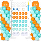 2 Sets Adjustable Balloon Column Stand Kit with Bases（Orange Teal Blue） by Naozinebi