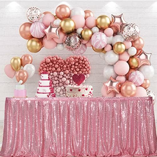 PartyDelight Fuchsia Pink Sequin Table Skirt 14ft Long x 30 Inch High by PartyDelight