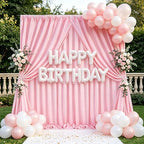 Pink Backdrop Curtains 20ftx8ft Birthday Polyester Photo Drapes - Image 2