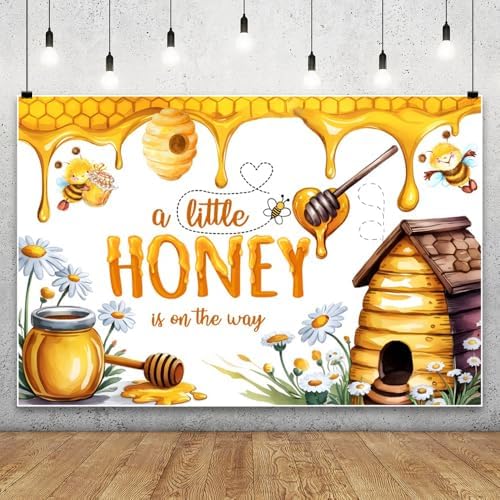 Leowefowa Bee Baby Backdrops for Photography 15x8ft A Little Honey is on The Way Baby Shower Party Decorations Banner for Kids Honeycomb Bumble Bee Baby Shower Photography Background Vinyl - Image 5