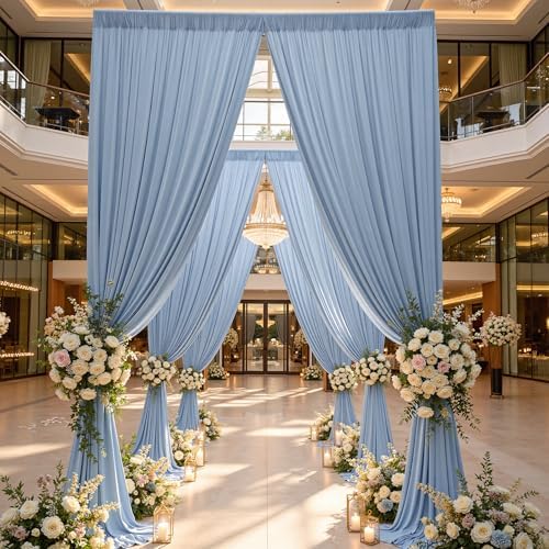 30ftx15ft Dusty Blue Backdrop Curtains for Parties, Wrinkle Free Polyester Photo Backdrop Drapes 6 Panels 15 ft Long Back Drop Cloth Drapery for Wedding Birthday Photography Background Party - Image 7
