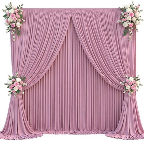 20x10ft Dusty Pink Backdrop Curtain for Wedding Parties Wrinkle Free Fabric Pink Drapes Backdrop Decoration for Baby Shower Birthday Photography Decoration 4 Panels, 5ft x 10ft by Gogoparti