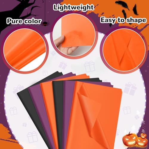 500 Sheets Orange Black Tissue Paper 15x20 Inch for Halloween Gift Bags - Image 4