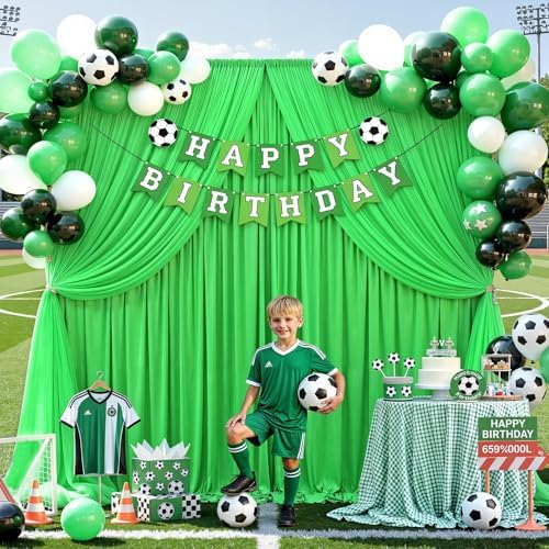 Green Tulle Backdrop Curtain for Parties Wedding,10ft x 10ft Wrinkle Free Curtain Backdrop,2 Layer Drapes for Backdrop,Polyester Wedding Back Drop for Bridal Shower Birthday Baby Shower Photography - Image 4