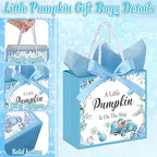 Gersoniel 50 Set Blue Pumpkin Gift Bags with Handles for Fall Baby Shower - Image 3