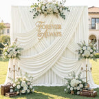 60ft x 12ft Wrinkle Free Ivory Backdrop Curtains for Parties, 12 Panels 12FT Long Silky Polyester Photo Backdrop Drapes Back Drop Cloth for Wedding Birthday Photography Background Decor - Image 5