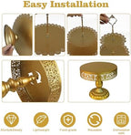 5 Pcs Gold Metal Cake Stand Sets for Birthday, Cakes and Cupcakes Stand for Wedding, Golden Dessert Table Display Set for Party, Desserts Stand with Gold Trays for Candy Bar Baby Shower - Image 6