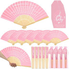 Threehoney 25 Set Baby Shower Favors for Guests, Folding Paper Fans, Pink by Threehoney
