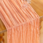 DeZerlor Peach Cheesecloth Table Runners 4 Pack Summer Boho Runners - Image 2