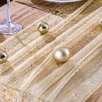 12PC Gold Gauze Table Runner 120 Inch 10FT Dining Wedding Baby Shower Holiday Birthday Sparkly Sheer Tulle Table Décor - Image 3