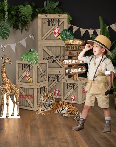 Jungle Safari Party Decorations – 10 Inch Jungle Theme Favor Boxes with Wild Animal Cardboard Cutouts for Birthday Party, Trunk or Treat Car Decor - Image 6