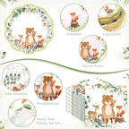 Funnymoom 250 Pcs Woodland Animals Baby Shower Party Decorations Serves 50 - Image 3