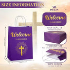 Chuangdi 50 Pcs Church Welcome Gift Bags, Purple - Image 2