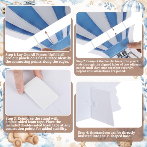 4 Pcs Airplane Party Decoration Large Airplane Cardboard Cutout White Cloud Hot Air Balloon Cardboard Cutout Plane Themed Photo Booth Prop Background for Baby Shower Birthday Party Supplies - Image 3