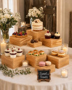 8 Pack Wooden Buffet Risers for Food Display, 8 Mini Sign - Image 2