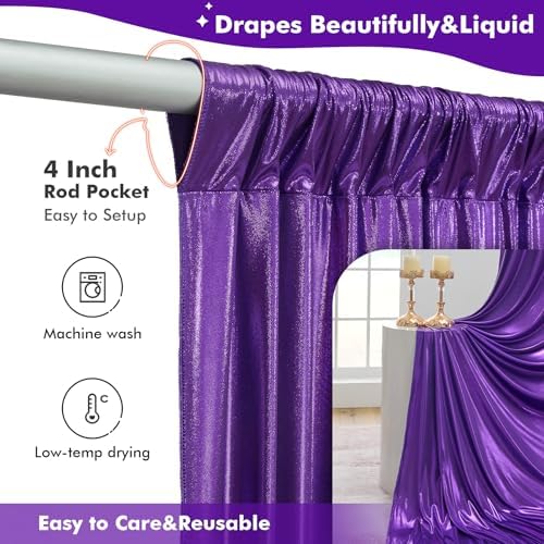 50x10ft Shimmer Purple Sequin Backdrop Curtain for Parties,Thick Wrinkle Free Glitter Backdrop Drapes Purple Photo Back Drop Curtains for Birthday Wedding Party Photography Background-10 Panels 5x10ft - Image 6