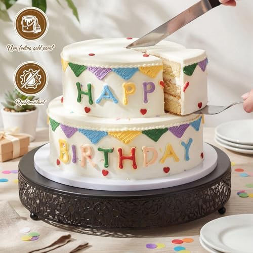 Wenqik 14 Inch Black Halloween Cake Stand with Cutter Spatula,Classic - Image 4