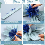 ForraFun 36 Pcs Blue Giant Paper Flowers Decoration for Wall Sizes 10" to 24'' Tissue Paper Pom Poms in 5 Flower Wall Backdrop Decor for Birthday Bachelorette Wedding Baby Shower Bridal Shower Party - Image 6