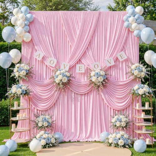 30ft x 10ft Pink Backdrop Curtains, Baby Pink Drapes for Backdrop Draping Fabric Wedding Birthday Party Baby Shower Bridal Shower Graduation Photo Background - Image 6