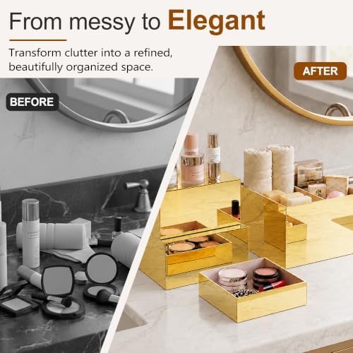 4Pcs Acrylic Risers Display Stands, Food Risers for Buffet Table, Gold - Image 6