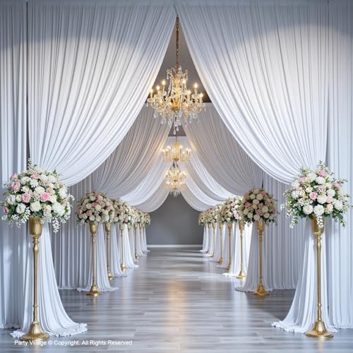 60ft×15ft White Backdrop Curtain for Wedding Parties - Image 2