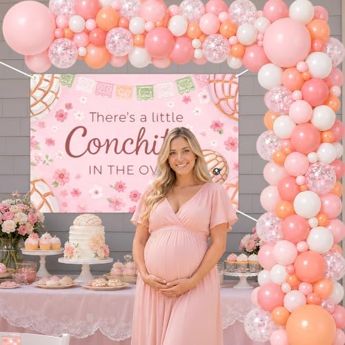 ZestZing Concha Baby Shower Decorations Conchita Baby Shower Backdrop Mexican Sweet Bread Balloon Garland Arch Kit for Fiesta Cinco De Mayo Party Supplies Dessert Table Photo Prop, 4.9 X 3.3 Ft - Image 5