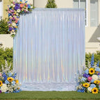 20x10ft Shimmer Silver Sequin Backdrop Curtain for Parties-4 Panels 5x10ft Thick Wrinkle Free Glitter Coloful Backdrop Drapes Photo Back Drop Curtains for Wedding Birthday Photography Background Cloth - Image 5