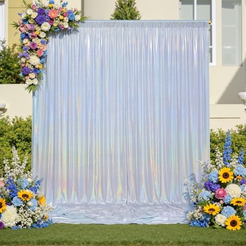 20x10ft Shimmer Silver Sequin Backdrop Curtain for Parties-4 Panels 5x10ft Thick Wrinkle Free Glitter Coloful Backdrop Drapes Photo Back Drop Curtains for Wedding Birthday Photography Background Cloth - Image 5