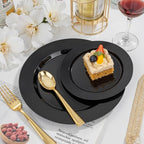 FLOWERCAT 200PCS Black Plastic Disposable Plates for Party - 10 "&7" Black Plastic Plates - Serve for 100 Guests for Summer Party & Birthday & Wedding&Halloween - Image 7