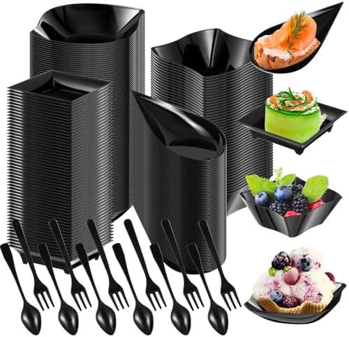 Tessco for you 800 Pcs Mini Appetizer Plates Classic Style Black by Tessco
