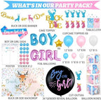 Hombae Buck or Doe Gender Reveal Decorations, 169 PCs Boy or Girl Gender Reveal Decorations Backdrop Balloon Garland Banner Tablecloth Cake Cupcake Topper Box Cutout Poster Sash Blue Pink - Image 2