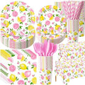 LemonRoad 452 Pcs Pink Lemon Party Supplies for 50, Pink and Yellow by Unknown
