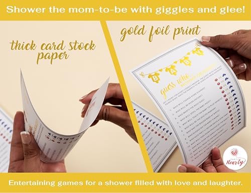 Party Hearty Baby Shower Games, Guess Who Mommy or Daddy - Gold (Pack of 3) - Image 4