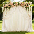 20x12ft Ivory Backdrop Curtain Panels for Parties - Wrinkle Free Polyester Photo Curtain Backdrop Wedding Back Drop Fabric Drapes for Party Decorations Background for Photography - Image 6