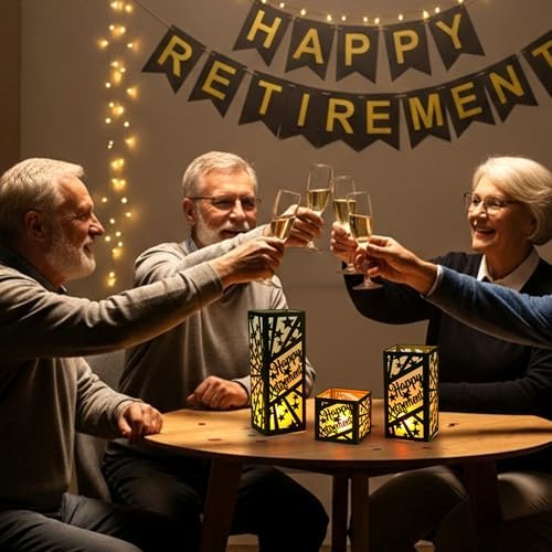 Rossesay 12 Pcs Retirement Lantern Centerpiece for Black and Gold Party - Image 5