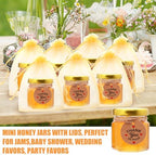 XING-RUIYANG 1.5 oz Mini Honey Jars，60 pack baby shower favors,There's honey sticks, bee pendants, stickers and gold goodie bags，Suitable for wedding party gifts - Image 5