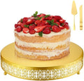 Wenqik Gold Metal Cake Stand 14 Inch with Cutting & Spatula by Wenqik