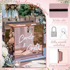 BreezeHug Rose Gold Acrylic Wedding Card Box with Slot and Lock, Money Gift Box with DIY Letters Cards Gifts/Thank You Letters, Baby Shower Graduation Birthday Party (Medium) - Image 4