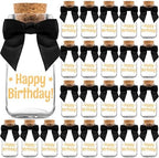 Ethisa Vintage 24 Pack Adult Birthday Party Favors Glass Bottles with Ribbons and Stickers - Classy Happy Birthday Favors and Table Centerpieces Decorations - Sturdy Candy Jar for Guests by Ethisa