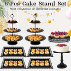 Fivenl 8 Pcs Cake Stand Black Metal Dessert Table Display Set, 3-Tier Cupcake Stand, Cake Display Tower and Cookie Tray Rack Serving Tray for Birthday Party, Weddings, Baby Shower (Black) - Image 7