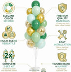Hiins 2 Set Sage Green Gold Party Balloon Column Kit For floor Decor - Image 2
