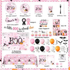 A Little Boo Is Almost Due Baby Shower Decorations - Pink Halloween Baby Shower Decorations for Girl Includes Plates,Napkins,Banner,Balloon Arch for Halloween Birthday Party - Image 6