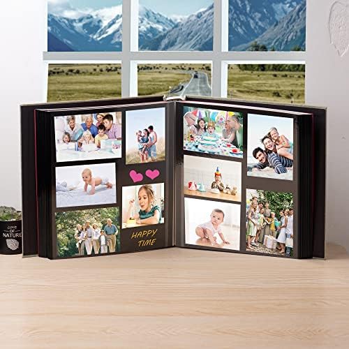 Large Photo Album Self Adhesive 4x6 5x7 3x5 8x10 Scrapbook Magnetic Album DIY Scrap Book Length 13 x Width 12.8 (Inches) 120 Black Sticky Pages Linen Cover DIY Photo Album(Gress Green) - Image 3
