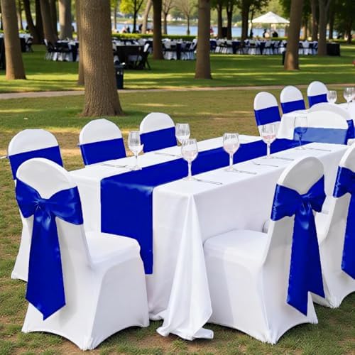 MDS® Pack of 125 Satin Chair Sashes for Wedding & Events – Royal Blue - Image 6