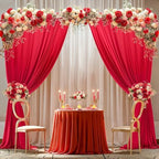 10x10ft Red Backdrop Curtain Panels for Parties - Wrinkle Free Polyester Photo Curtain Backdrop Wedding Back Drop Fabric Drapes for Party Decorations Background for Photography - Image 3