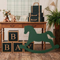 ReliThick 8 Pcs Green Tartan Baby Shower Decor Kit with 3 Pack Suitcase Boxes 4 Pack Baby Letter Boxes Rocking Horse Card Vintage Green Plaid Party Supplies for Birthday Party Decor by ReliThick