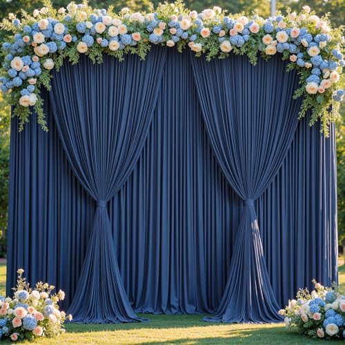 20x12ft Navy Blue Backdrop Curtain Panels for Parties - Wrinkle Free Polyester Photo Curtain Backdrop Wedding Back Drop Fabric Drapes for Party Decorations Background for Photography - Image 3
