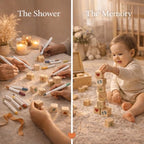 Nolia Baby Shower Blocks Decorating Game – 48 Wooden Cubes to Decorate, Storage Box, 12 Acrylic Markers & Instruction Sign (Natural) - Image 4