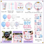 Baby Q Gender Reveal Decorations, Pink Blue Gingham BBQ Gender Reveal Decor - Image 4